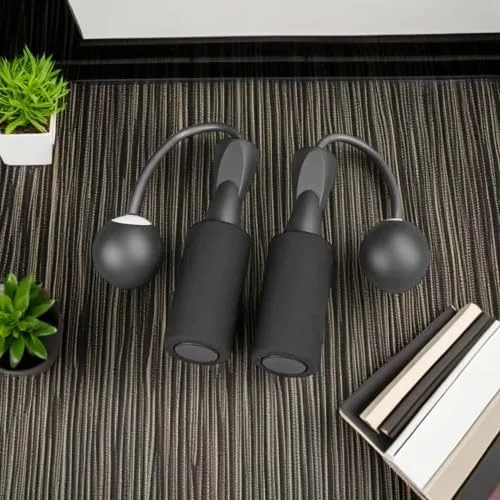Vista 3 de Cuerda de saltar inalámbrica de bola grande, color negro, diseño sin cuerda, agarre antideslizante de espuma, perfecta para cuerdas de salto