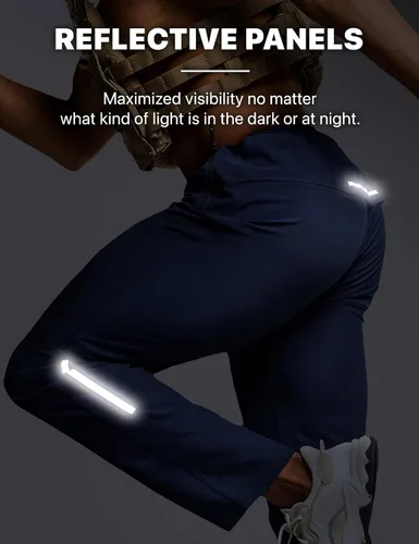 Vista 5 de CQR Pantalones de senderismo ligeros para hombre, pantalones deportivos reflectantes al aire libre, pantalones deportivos de entrenamiento
