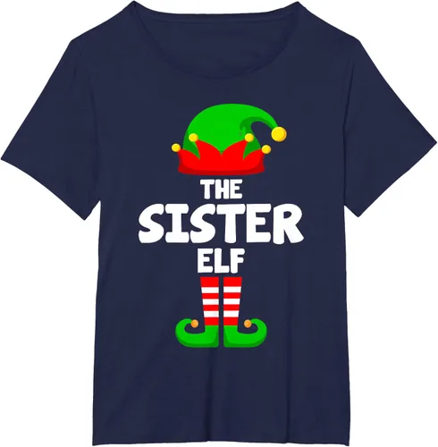 Vista 18 de Sister Elf Matching Family Christmas T-Shirt, Negro
