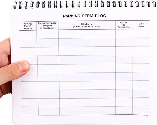 Vista 3 de SmartSign Libro de registro de permiso de estacionamiento pequeño - 7 x 8.5 pulgadas, diario de registro encuadernado con alambre, páginas impresas
