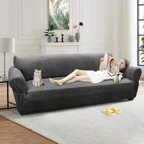 Vista 172 de Fundas para Sillón de 2 Piezas con Cojín en T, Fundas de Aspecto de Cuero para Sofá, Fundas para Sillas, Protector de Muebles Elástico, Funda