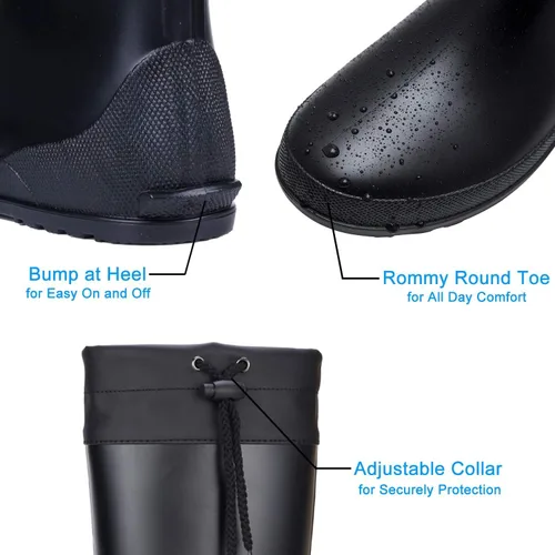 Vista 5 de Asgard Botas de lluvia altas plegables para mujer, botas de jardín de goma impermeables, botas de barro planas ultraligeras, no para pantorrillas