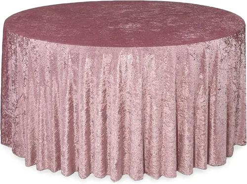 Vista 25 de YOUR CHAIR COVERS - Mantel redondo de terciopelo aplastado de 120 pulgadas para mesas redondas de 5 pies - Negro