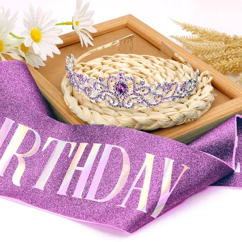 Vista 2 de Birthday Sash, Birthday Crown, Tiaras for Women, Birthday Sash for Women, Crowns for Women, Princess Crown, Tiaras and Crowns for Women, Queen