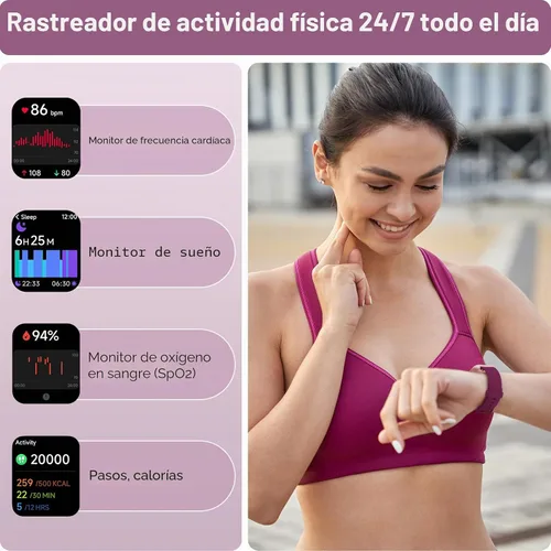 Vista 4 de Relojes inteligentes para mujer, reloj inteligente HD de 1.85 pulgadas para iPhone/Samsung/Android con llamadas/mensajes/recordatorios, 3ATM 120+