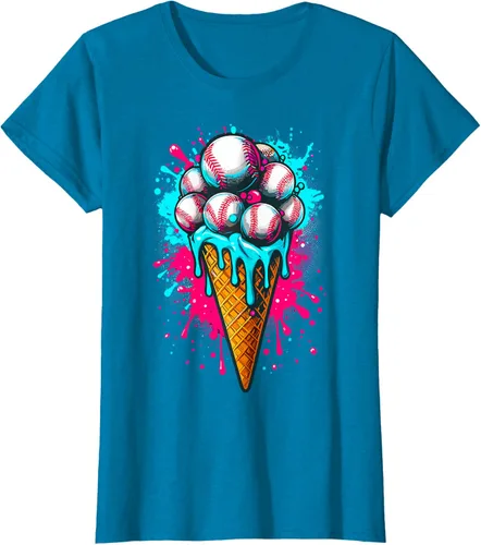 Vista 54 de Camiseta de béisbol de acuarela de helado de béisbol