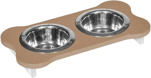 Vista 252 de Poly Lumber - Comedero doble de hueso mediano de 2 cuartos de galón, color negro