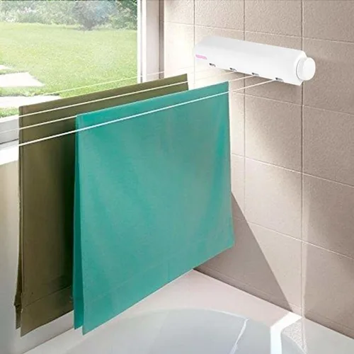 Vista 2 de Tendedero Extensible Pared 4 Cuerdas Retractil