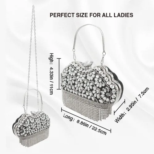 Vista 2 de Olixi Lip Shape Clutch Purse for Women Evening Bag Glitter Luxury Purse Fashion Tassel Handbag for Wedding Party Prom