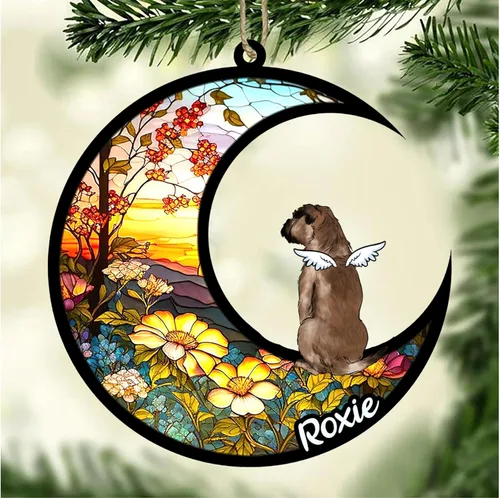 Vista 649 de LOVELYPOD Adorno de Navidad personalizado para perro Basset Hound (marrón) Basset Hound (marrón) adorno para atrapasoles de perro, razas de perros