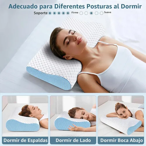 Vista 6 de Almohada Cervical para el Cuello para Alivio del Dolor - Almohadas Ergonómicas de Espuma Viscoelástica con Contorno, Almohada Refrescante