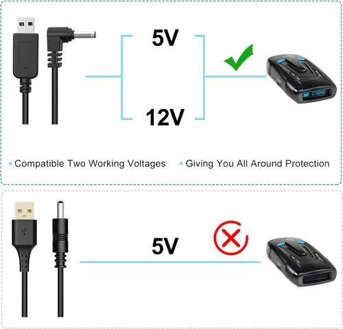 Vista 3 de Cable detector de radar, cable de enchufe USB a DC3.5, para Cobra Whistler Escort Valentine One Uniden Beltronics Radar Detector, Cable