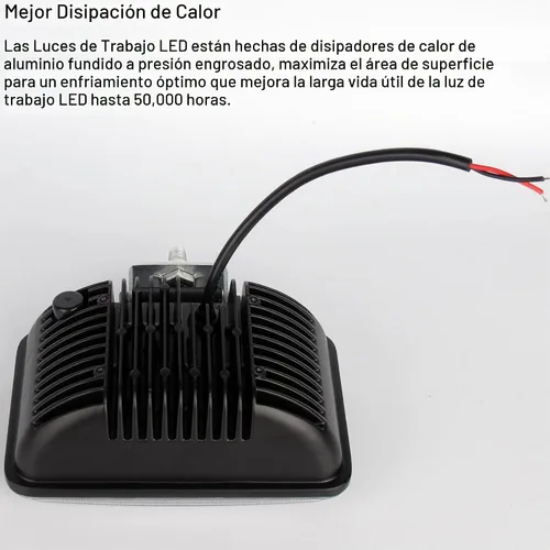 Vista 6 de Faros delanteros LED de 4 x 6 pulgadas, cuadrados, 12 V-24 V, blanco, aluminio