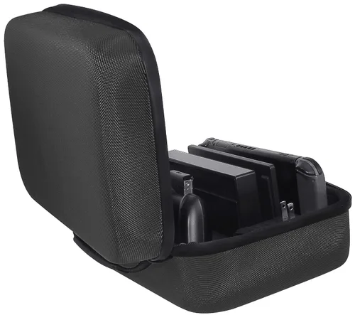 Vista 2 de Tienda Basics Hard Shell Travel and Storage Case For Nintendo Switch & OLED Switch, Black, 12 x 4.8 x 9 Inches