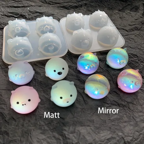 Vista 3 de 2 moldes de resina de silicona para llavero de joyería, collar colgante, lindos orbes de animales, lechón, pollo, oso, moldes de fundición
