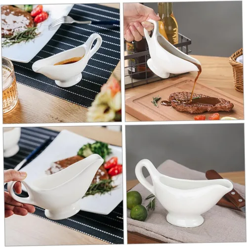 Vista 9 de Taza de cerámica para salsa de leche con mango ergonómico para aderezos de ensalada, mantequilla caliente de miel