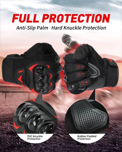 Vista 4 de Guantes de motocicleta, guantes de motocicleta para pantalla táctil con nudillos duros, guantes tácticos, guantes de equitación antideslizantes