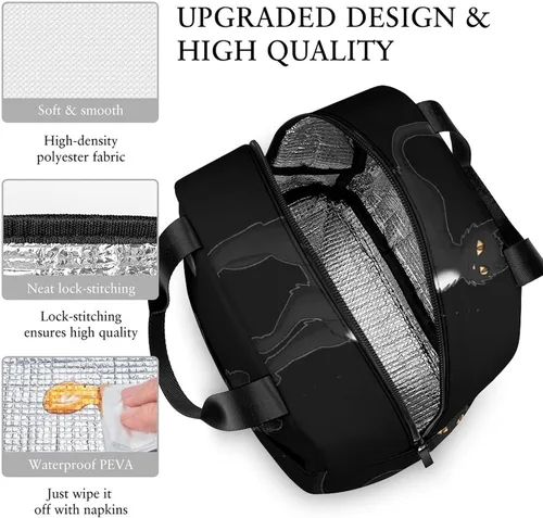 Vista 6 de Black Cat Warrior - Lonchera para mujeres y hombres, con aislamiento, reutilizable, bolsa de almuerzo