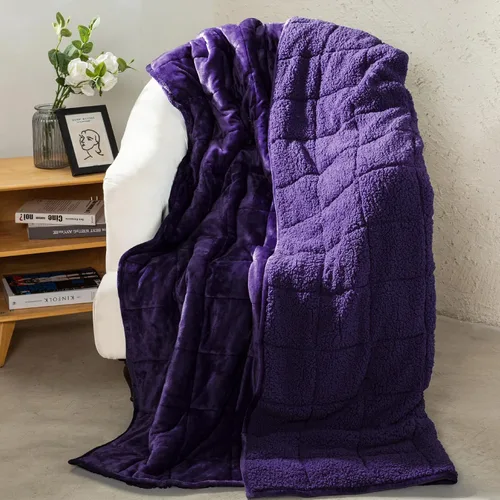 Vista 12 de Aemicion Manta con peso para niños de 7 libras, tamaño individual de 41 x 60 pulgadas, cómoda, suave y esponjosa Sherpa, manta pesada para niños