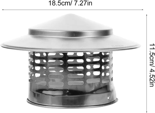 Vista 6 de Veemoon Tapa de lluvia de chimenea de acero inoxidable, cubierta de chimenea de 4.3 pulgadas, tapa de ventilación de techo, parte superior cónica