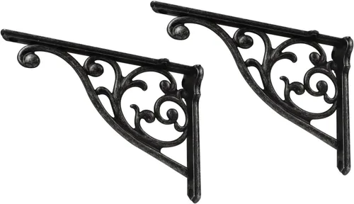 Vista 10 de Soportes de estante de 4 pulgadas, paquete de 4 soportes de pared de latón antiguo de alta resistencia, estantes decorativos de cocina victoriana