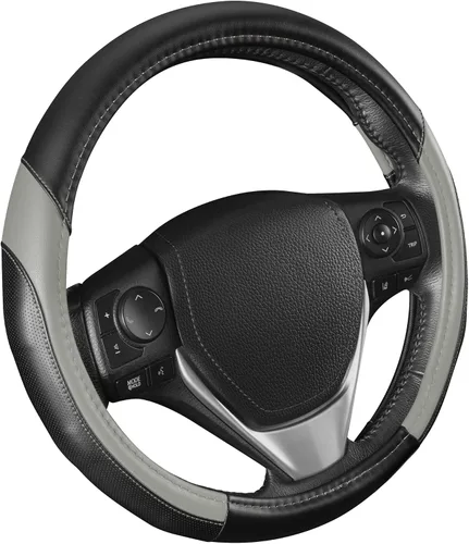 Vista 8 de Motor Trend GripDrive - Funda de cuero negro sintético para volante de automóvil, camión, camioneta, SUV, tamaño pequeño de 14 pulgadas, funda