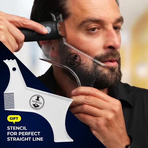 Vista 9 de MANECODE® Cortadora de barba y cabello para hombres – Self-Sharp Blades® USB-C, impermeable, pantalla LED, kit de aseo múltiple