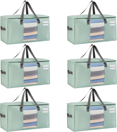 Vista 31 de VENO Paquete de 4 bolsas de mudanza resistentes, bolsas de almacenamiento de ropa y edredón con ventana transparente, suministros de embalaje