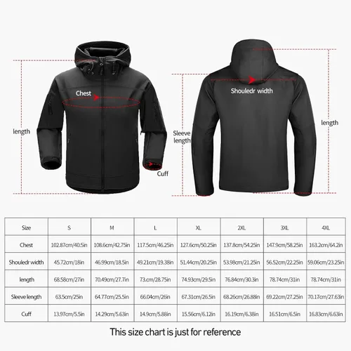 Vista 6 de FREE SOLDIER Men's Softshell Hiking Jacket Waterproof Hooded Tactical Hunting Jacket