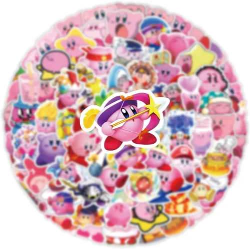 Vista 7 de 100 calcomanías de Kirby de dibujos animados kawaii, impermeables, para automóvil, bicicleta, maleta, botella de agua, teléfono celular, calcomanías