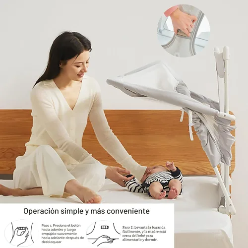 Vista 2 de 3 en 1 moisés de bebé, cama de dormir co para bebé, para cama de bebé en cama, cuna portátil, ventana de malla transpirable y visible, cubierta