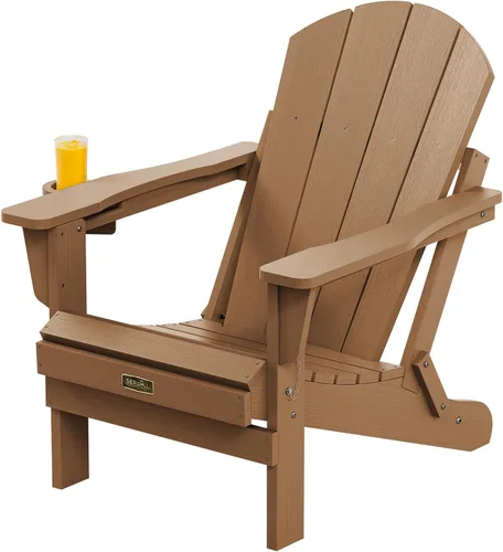 Vista 83 de SERWALL Silla Adirondack plegable para exteriores, silla de patio con portavasos - Ejército