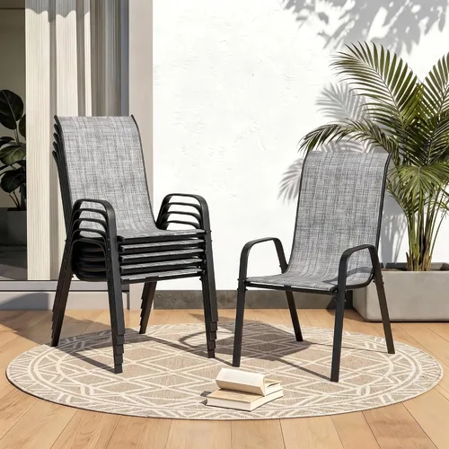 Vista 10 de MAMIZO Sillas de comedor para patio, silla Teslin apilable para todo tipo de clima, juego de sillas transpirables resistentes al aire libre