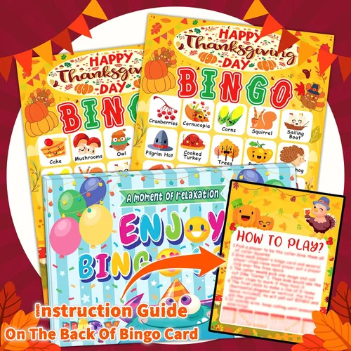 Vista 8 de Juego de bingo para 24 jugadores para niños, juego de bingo bíblico y tarjetas de bingo de Acción de Gracias para actividades familiares, escuela