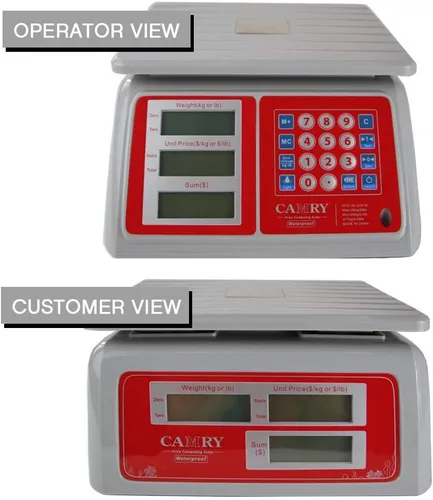 Vista 4 de Báscula de computación electrónica de precio 66 lb/30 kg impermeable, digital comercial para alimentos y carnes, báscula de pesaje recargable