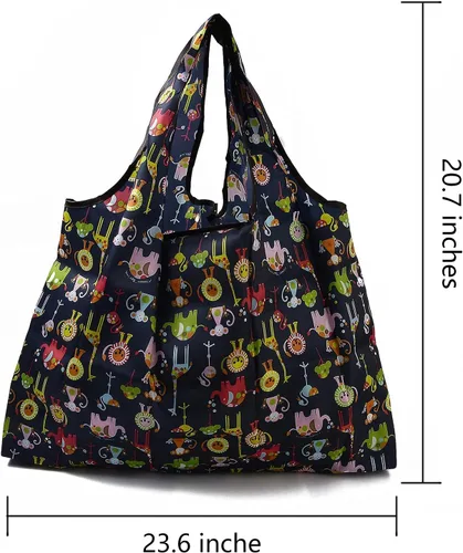 Vista 2 de BEEFLYING Bolsas de comestibles plegables, de nailon, ecológicas y reutilizables, impermeables, bolsas de la compra plegables Bolsa de asas