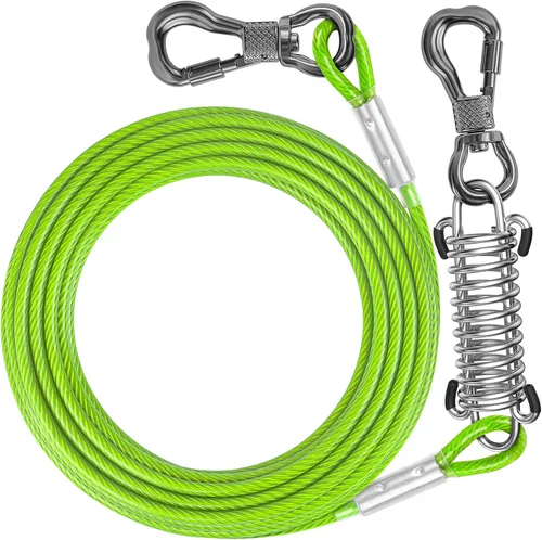 Vista 7 de Tresbro Cable de amarre para perro de 10 pies con resorte, cadenas de amarre que absorben los golpes para exteriores disponibles en Azul