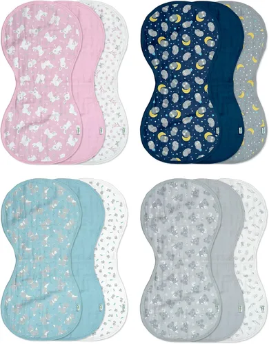 Vista 6 de green sprouts Paños de muselina para eructos hechos de algodón orgánico 4 capas absorbentes que protegen de resfriados, goteos y babas 100%