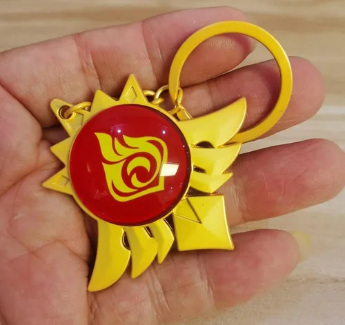 Vista 3 de Gaweco Genshin Thunder - Llavero de paja con diseño de ojo de impacto, viento, fuego, hielo, agua, roca, exquisito cosplay