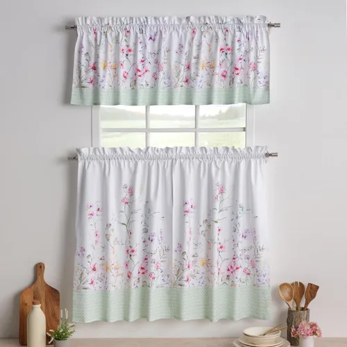 Vista 72 de Maison d' Hermine Juego de cortinas de cocina para ventanas, juego de cortinas de cocina 100% algodón, cenefas para el hogar [2 niveles