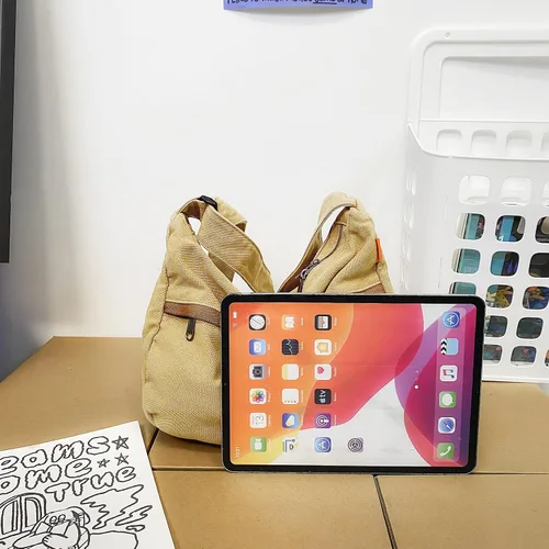 Vista 6 de Bolsos cruzados de lona para mujeres y hombres, bolso de hombro estilo hobo bolso de mano para el trabajo, compras y viajes
