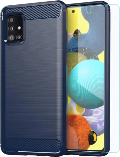 Vista 9 de Funda para Samsung A51 5G con protector de pantalla HD - M MAIKEZI Slim TPU antideslizante (cepillado negro)