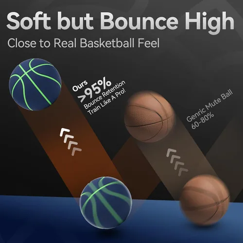 Vista 4 de Silent Basketball Size 7 (29.5''), Airless Indoor Basketball Premium Deep Blue
