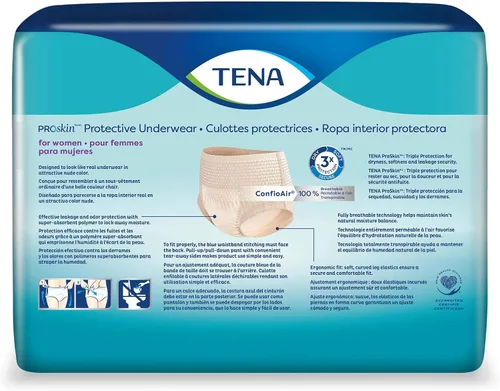 Vista 3 de TENA ProSkin - Ropa interior protectora para incontinencia para mujer, absorción moderada, talla S/M, 20 unidades Desechable