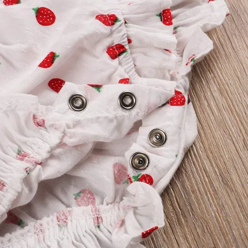 Vista 6 de Mameluco con volantes para niña recién nacida con diadema, ropa de verano