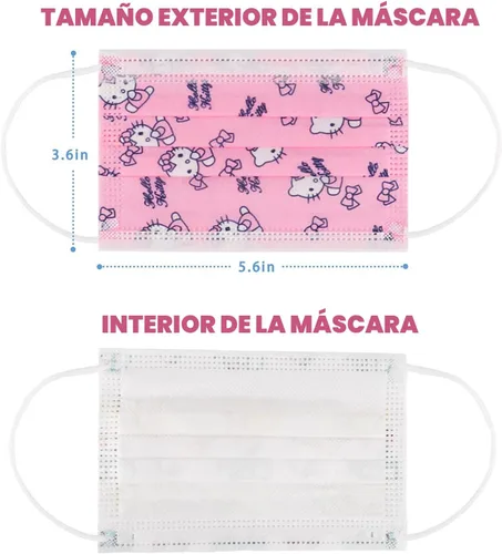 Vista 2 de 50PCS Kids Face Mask Safty Breathable Fabric for Girls and Boys