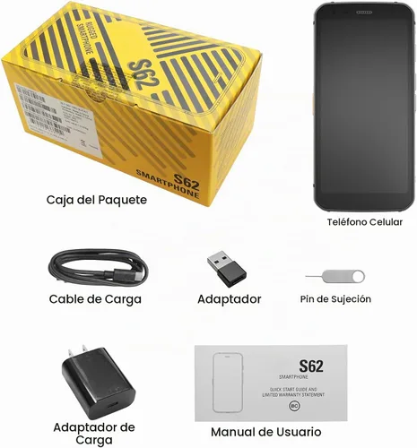 Vista 9 de Unifone S62 Teléfono celular resistente desbloqueado (128GB, 4GB) 5.7 pulgadas IP68 impermeable Android, cámara dual de 12 MP, batería todo el día