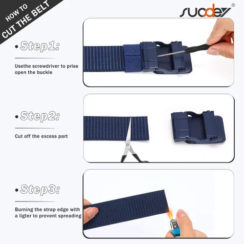Vista 6 de SUOSDEY Cinturones de nylon para hombres Cinturón táctico militar de la web hebilla de metal resistente 1.5 pulgadas