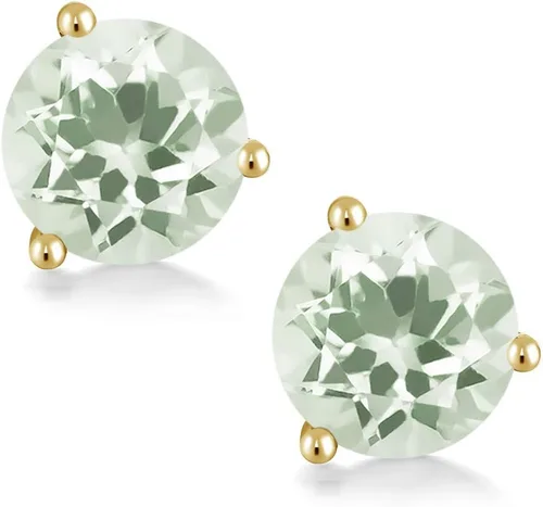 Vista 7 de Gem Stone King Aretes de oro de 14 quilates, 0.236 in, piedra natal redonda, Martini, 3 puntas, aretes de oro para mujer