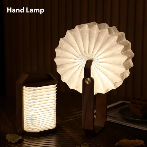 Vista 2 de Linterna plegable de estilo japonés, recargable de 1200 mAh, tiempo de funcionamiento de 4 a 6 horas, lámpara de mano y mesa 2 en 1, luz cálida